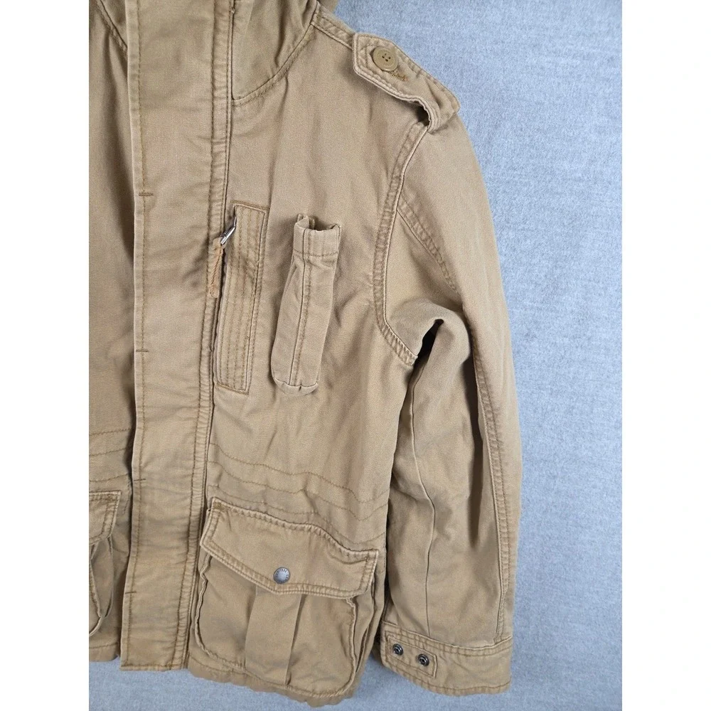 Gap Kids Boys M 8 Field Jacket Lined Hooded Beige Barn‎ Chore Utility Gorpcore